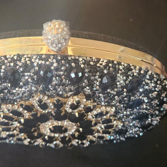 Evening Clutch Wedding Bag Black Purse Bridal Handbag Party Prom Ladies Fashion - Picture 7 of 10